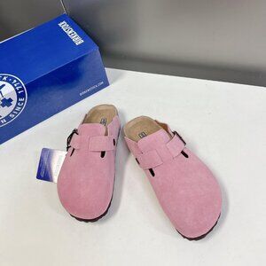 Birkenstock Boston Pink Suede Clogs Mules Sandals Women Shoes